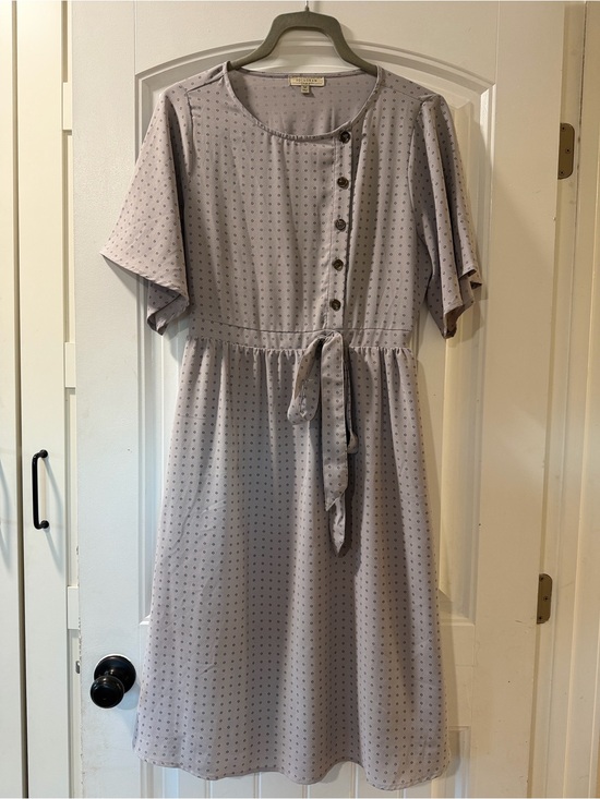 Polagram Dresses & Skirts - Polagram Lavender Dot Button-Front Midi Dress